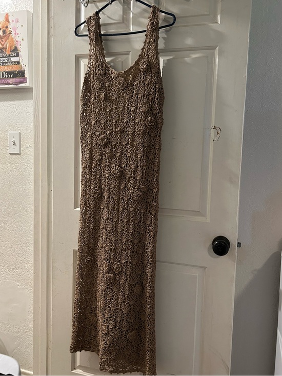 Zara Dresses & Skirts - Zara Brown Crochet Sleeveless Maxi Dress
